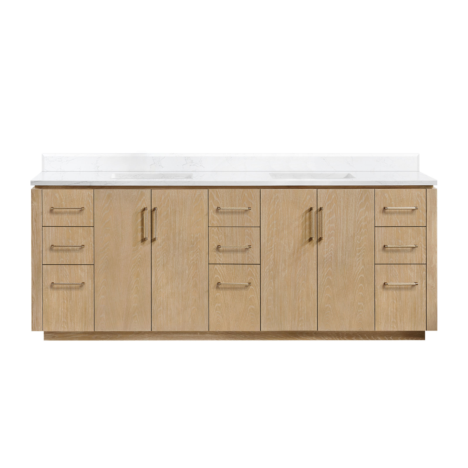 Cloverfield 84'' Double Bathroom Vanity, Gold, Washed Ash Gray