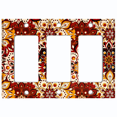 Ensemble de chaises berçantes rouges à motif de mandala 3 bandes