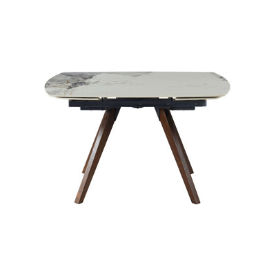 Retractable Imitation   Sintered stone Table Expandable 55.12" to 78.74"  can Seats 4-6 Person Heat Resistant Scratch proof Heavy Duty Carbon solid wood Base for Home Kitchen Living Room Chanel Table.