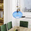 Luminaire suspendu rond 1 lumière à abat-jour bleu en verre 1 lumière