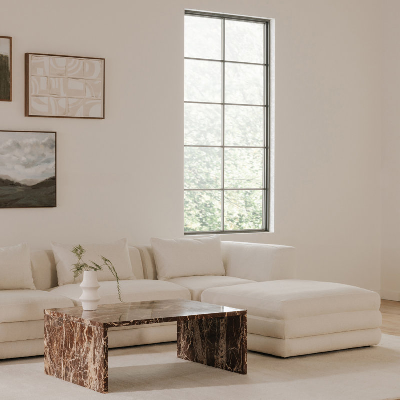 Donia Upholstered Ottoman, Warm White Basketweave