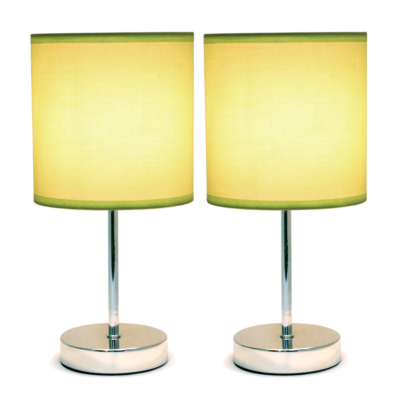 Mini lampe de table simple avec abat-jour cylindrique en tissu Amandev Simple Designs, Vert