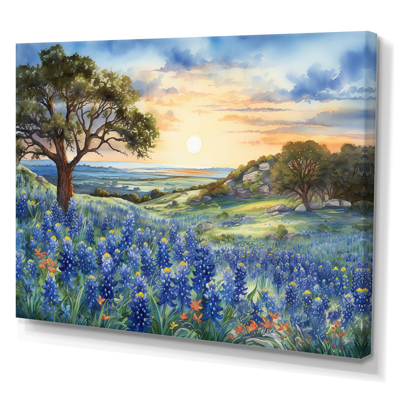 Coucher de soleil bleu - décoration murale Blue Bonnets, H 24 po x l 32 po x P 1 po