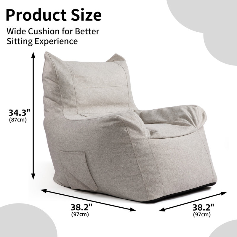 Giant Bean Bag Chair, Bean Bag Sofa With Armrests, Bean Bag Chairs For Adults Stuffed Memory Foam | Storage | Non-slip, Removable Bean Bag Couch Comfy Chair For Bedroom, Livingroom