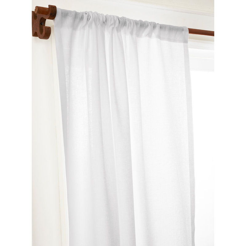 Linen Curtain with Rod Pocket, White, 52" W x 84" L