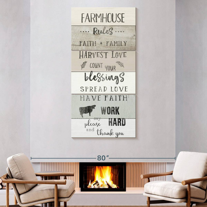 Plaque murale Farmhouse Rules, H 80 po x l 39 po