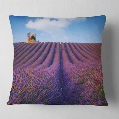 Purple Lavender Field - Landscape Printed Pillow