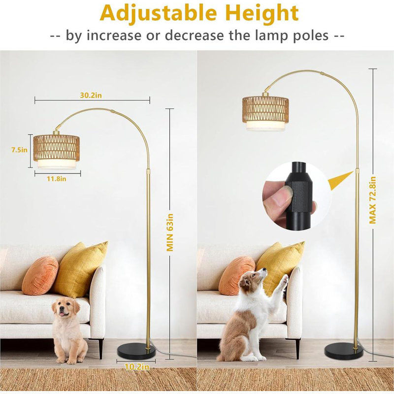 Arc Floor Lamp with Remote, Gold