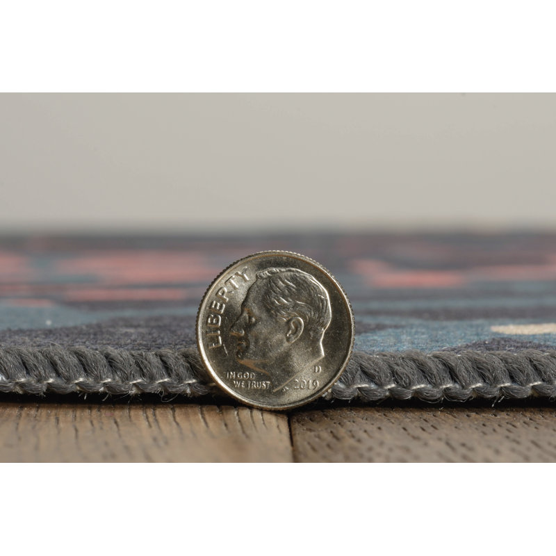 Tapis lavable intérieur / extérieur bleu marine Kivett, Rectangle 2 pi x 3 pi
