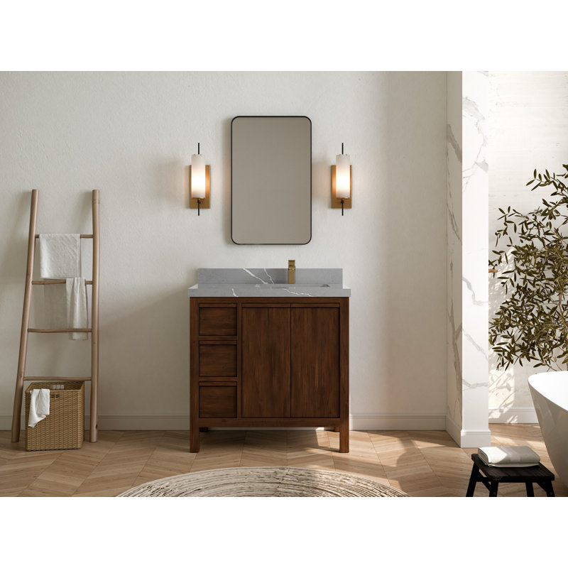 Ensemble de meuble-lavabo simple 36 po Elizabeth, Gris Piatra