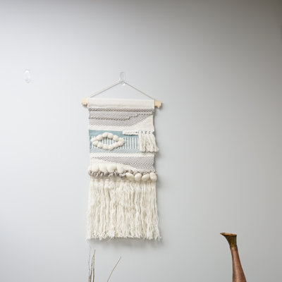 Applique murale en laine et coton macramé avec tringle incluse