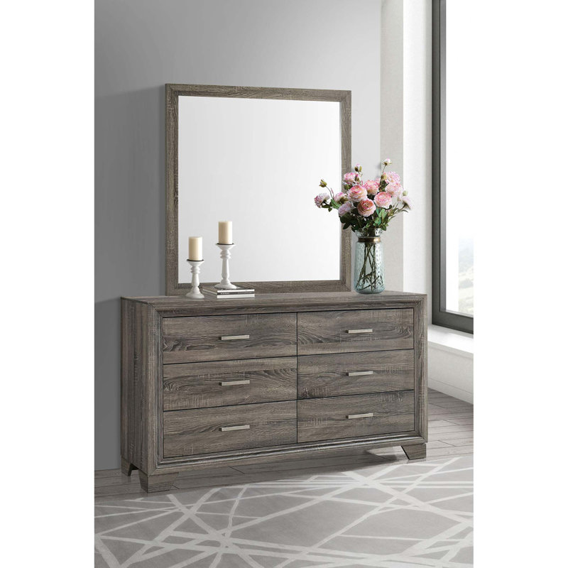 Ensemble de commode et miroir 6 tiroirs pour rangement sur mesure