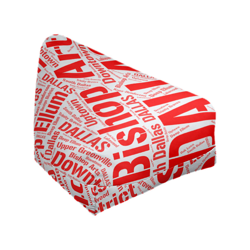 Classic Bean Bag, Red Polyester Blend, 42" H x 38" W x 29" D, Dallas