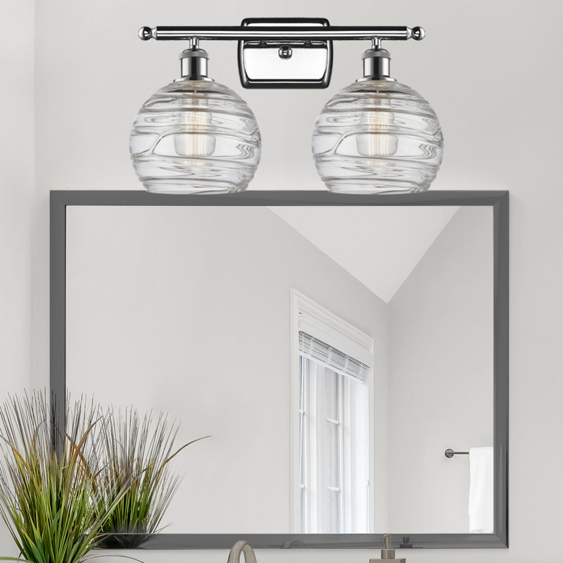 Éclairage pour meuble-lavabo à 2 lumières à intensité variable Halvorson, Transparent, Ampoule DEL rétro de 3,5 watts