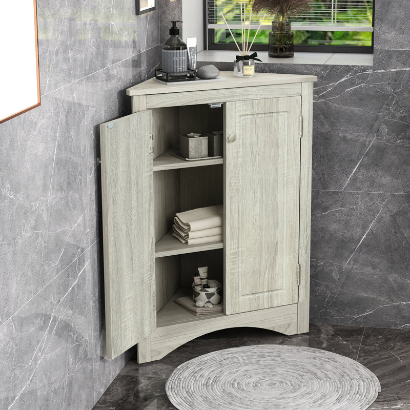 Armoire de salle de bain triangulaire avec tablettes réglables - capacité attrayante de 30 lb