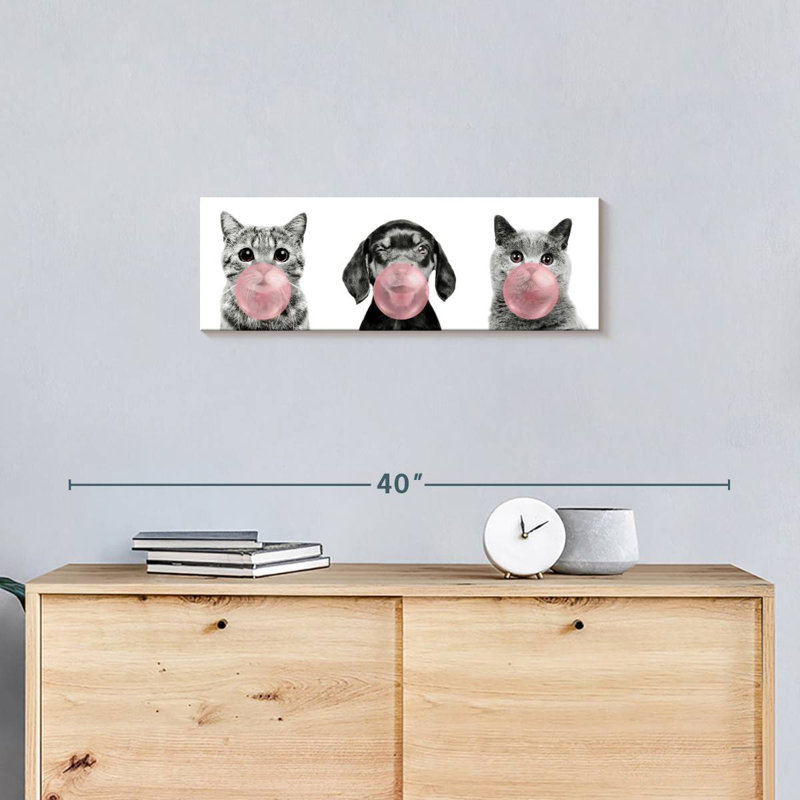 Bubble Gum, animaux de compagnie sur toile, H 8 po x l 24 po x P 1 po