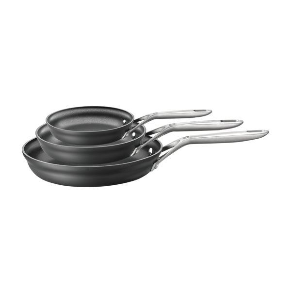 Zwilling J.A. Henckels Motion Nonstick Hard-Anodized 3-Piece Fry Pan Set, Grey