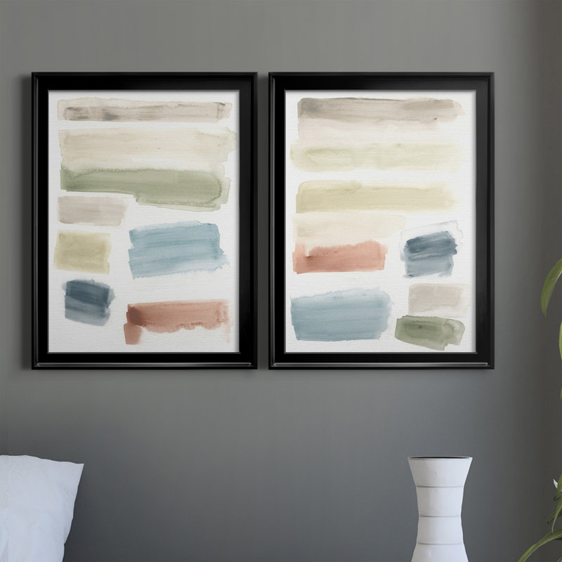 Swatches I - Ensemble de 2 peintures sur toiles encadrées, H 30,5 po x l 45 po x P 1 po, Noir