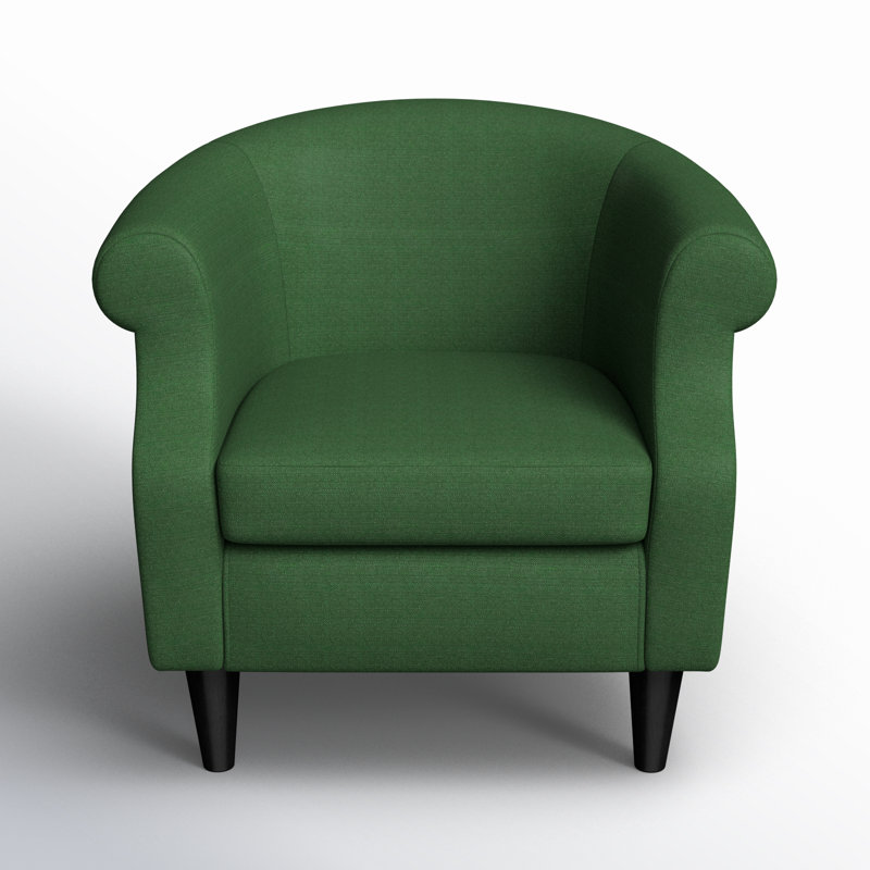 Adea Upholstered Barrel Chair, Emerald Green Polyester Blend