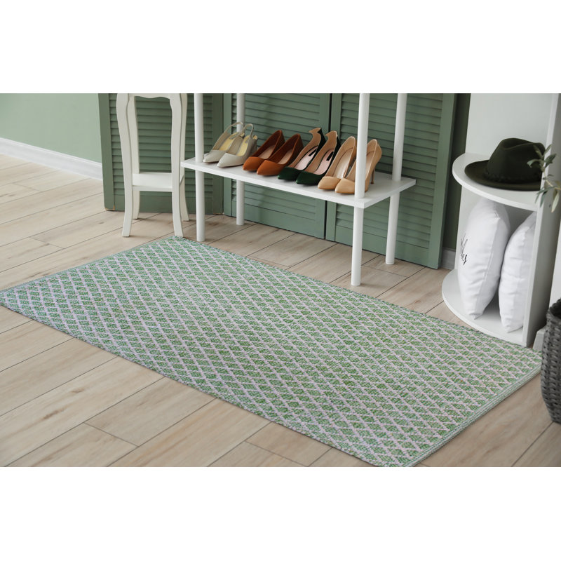 Tapis vert en coton Winfrey, Rectangle 4 pi x 5 pi 11 po