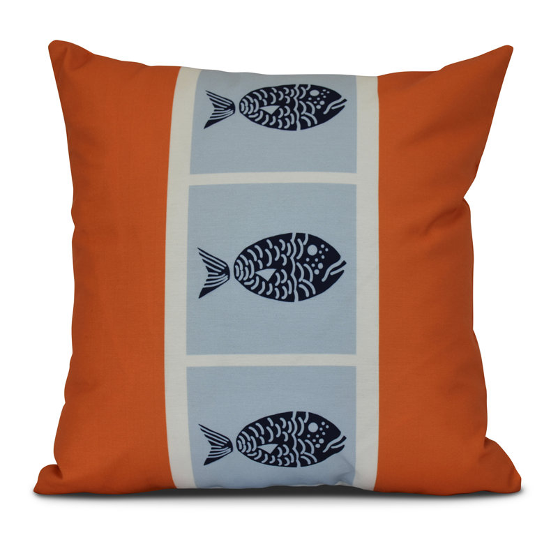 Sail, Sun, & Fun Reversible Throw Pillow, 26" H x 26" W  x 7" D, Orange