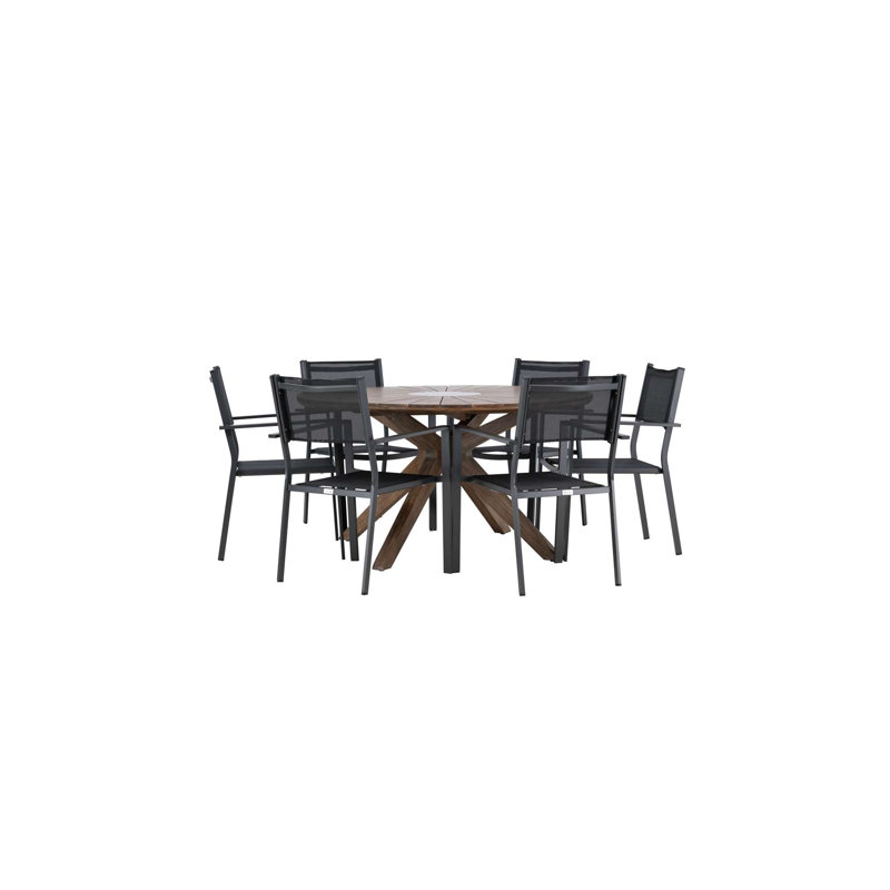 Kluesner 6 - Person Patio Dining Set with Round Table, Black