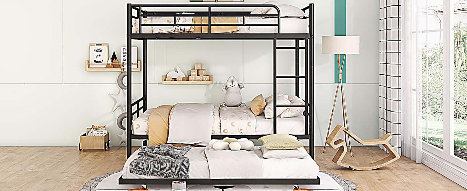 Isabelle & Max™ Full XL Over Queen Metal Bunk Bed with Trundle, Silver ...