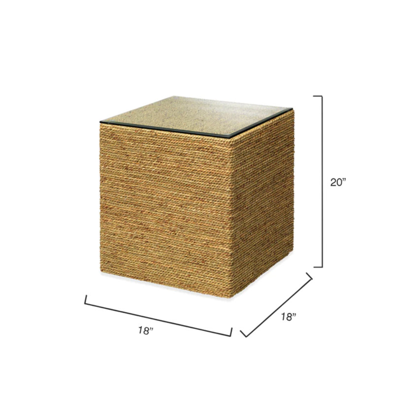 Captain Square Brown Glass Coastal Side Table