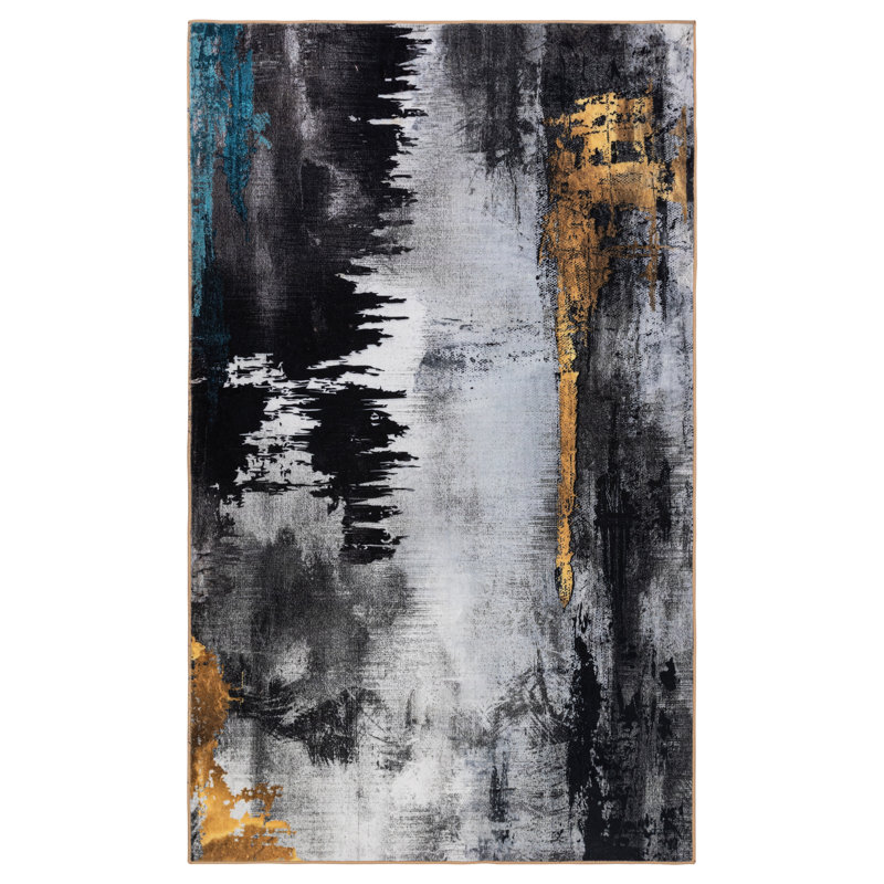 Trezevant Washable Abstract Rug, Rectangle 4' x 6'
