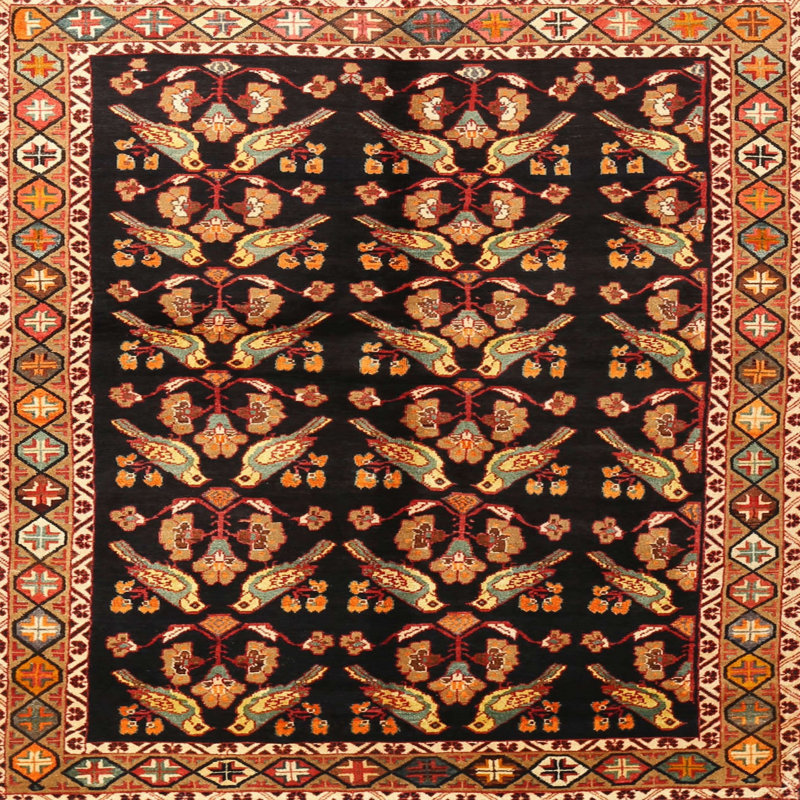 Tapis en laine beige / rouge, Rond 7 pi