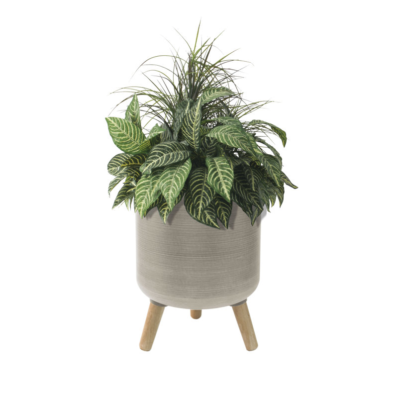 Modena Planter with Stand, Brushed, Taupe