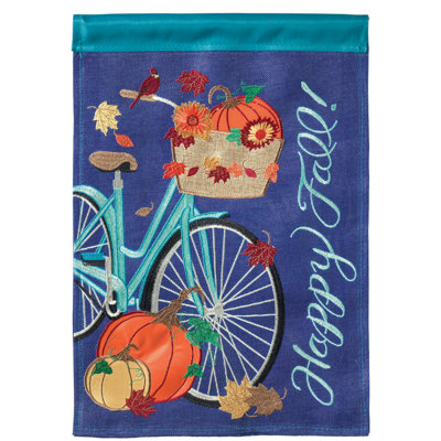 Drapeau de jardin en toile de jute 18 x 13 po Furnary Applique Happy Fall