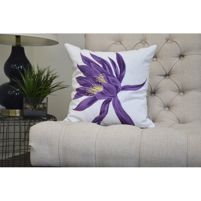 Cuban Flare Floral Reversible Throw Pillow, Purple, 20" x 20"