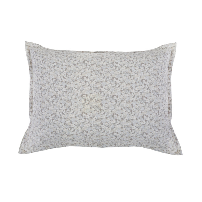Standard Gray Floral Cotton Pillow Sham