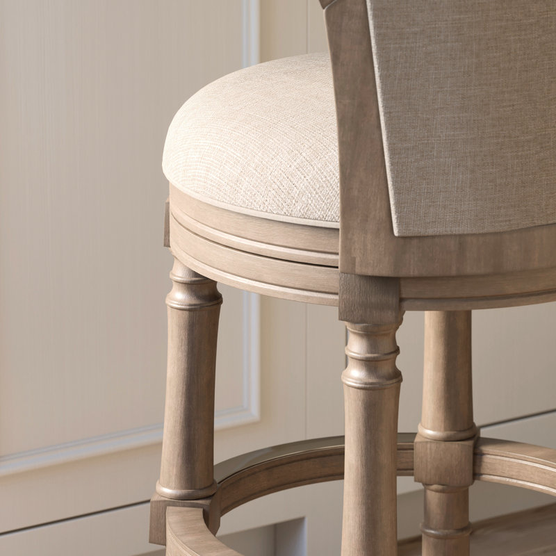 31 pouces - Tabouret de bar avec pivotement de 180 degrés, rembourré en gris et beige, poids 45,9 po, assemblage rapide avec dossier beige pivotant, hauteur, confort