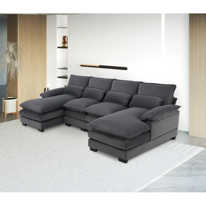109.8'' Upholstered Sofa, Gray Velvet