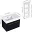 Armoire de salle de bain de 30 pouces avec lavabo en résine à rebords épais, capacité de rangement à double porte, charnières à fermeture en douceur, et trois supports séparés, meuble-lavabo de couleur châtaignier noir, espace, assorti