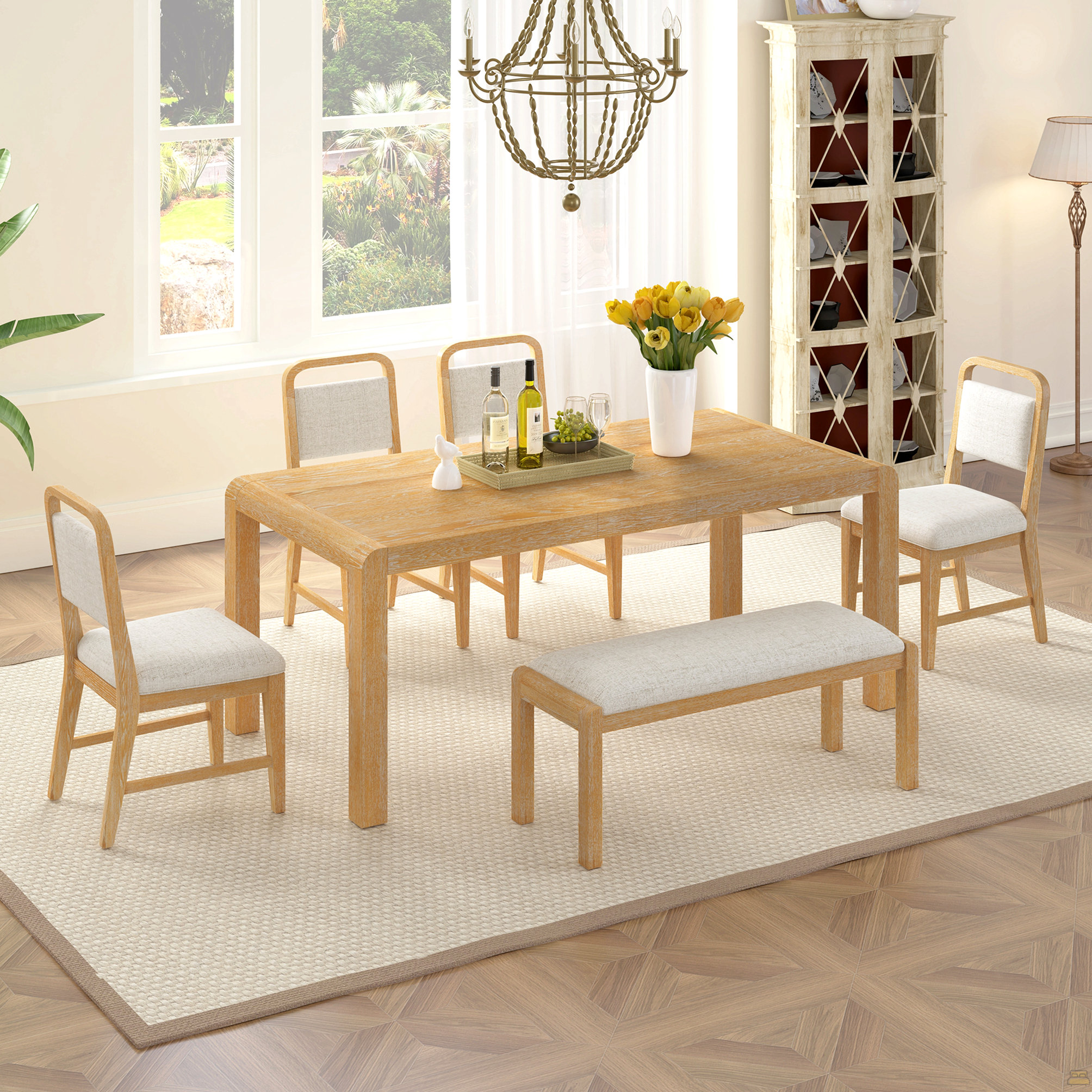 August Grove Vintage Extendable Dining Table Set For 4-6 With 4 ...
