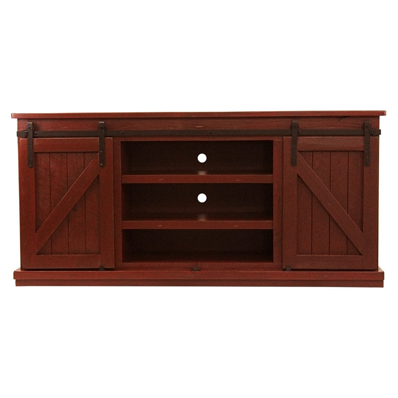 Mihika Unfinished TV Stand for TVs up to 78", Burnt Red