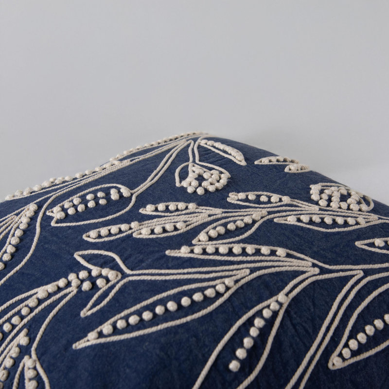 100% Cotton Throw Pillow, Polyester, Blue/Natural
