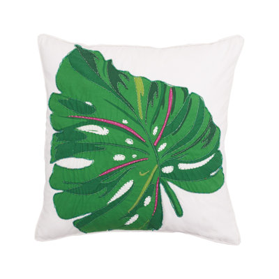 Monstera Palm Beaded Throw Pillow