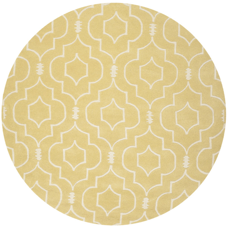 Emrick Hand Tufted Wool Geometric Rug, Round 7'