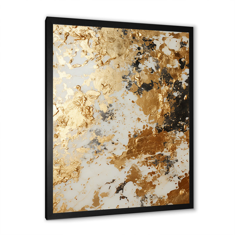 Blanc et or Champagne Flow I - Champagne, art mural, Cadre photo noir, H 20 po x l 12 po x P 1 po