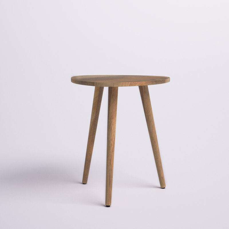 Baird Solid Wood 3-Leg End Table, Natural, 18" H x 16" W x 16" D