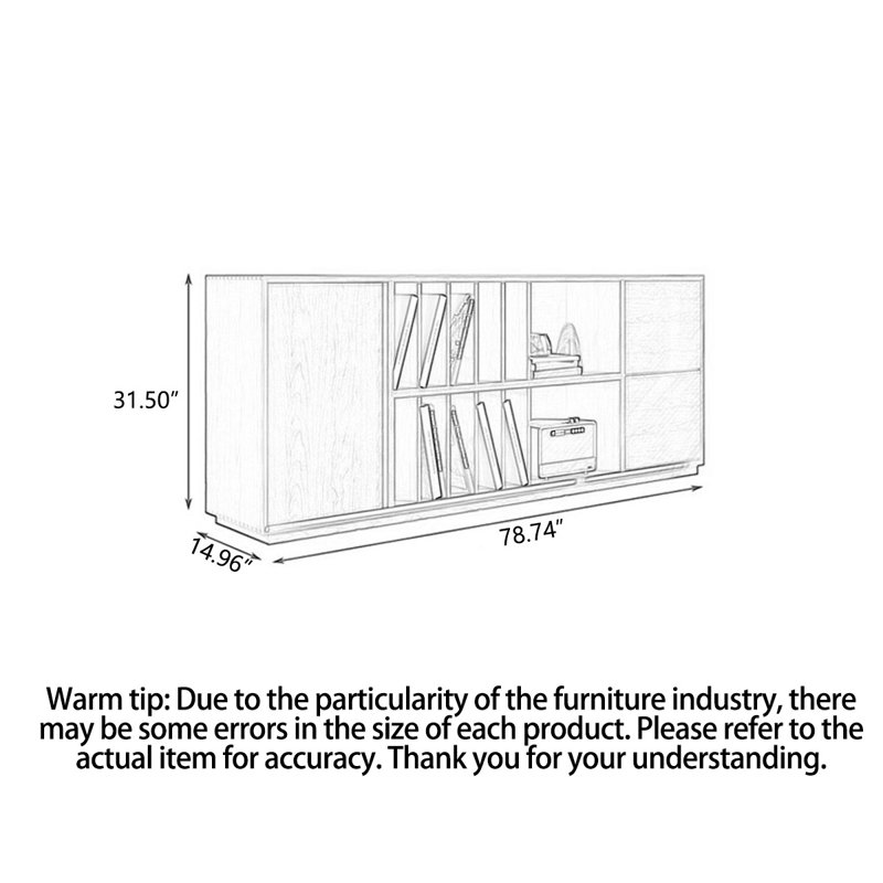 78.74" Solid Wood Bookcase | EliteFurnishings