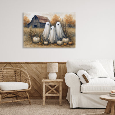 Trio de fantômes sur toile de ferme citrouille, design par Antony Smith