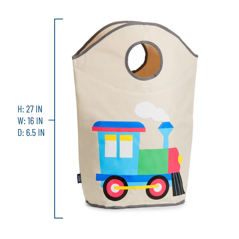 Wildkin Kids Laundry Hamper – Collapsible Hamper for Boys & Girls, Durable Polyester with Handles & Mesh Bottom - Train