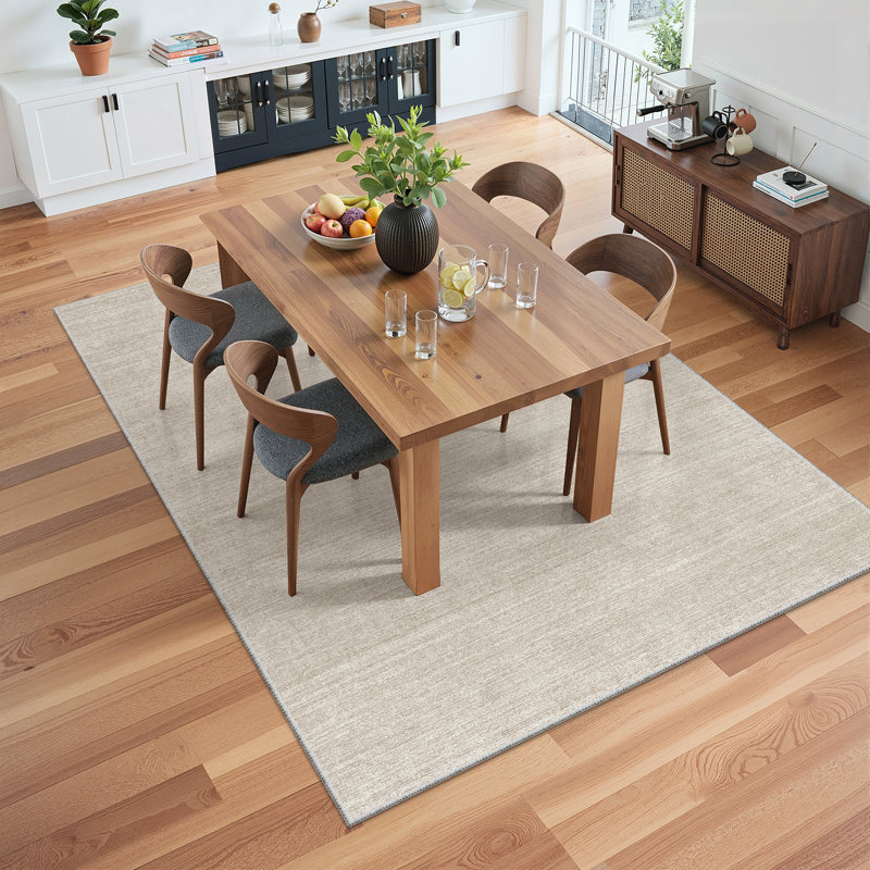 Tapis lavable à rayures rétro antidérapant (beige), Beige, Rectangulaire 3 pi x 5 pi