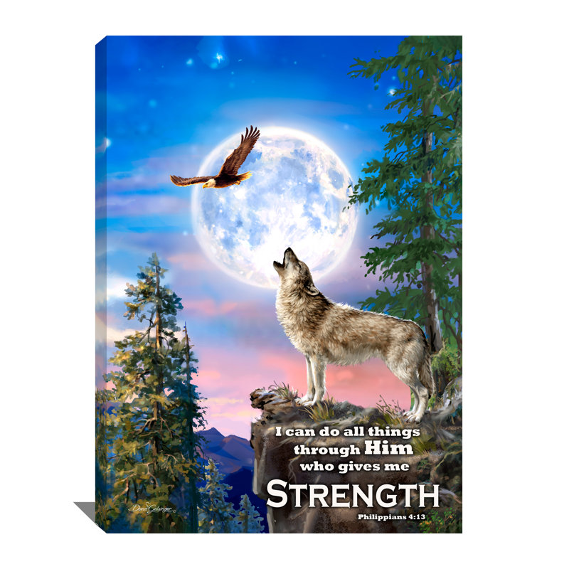 Wolf Moon Canvas Wall Art, 16" H x 12" W x 1" D