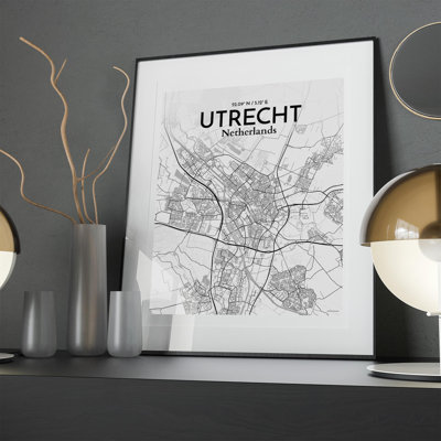 Utrecht City Map In Tones - No Frame Print